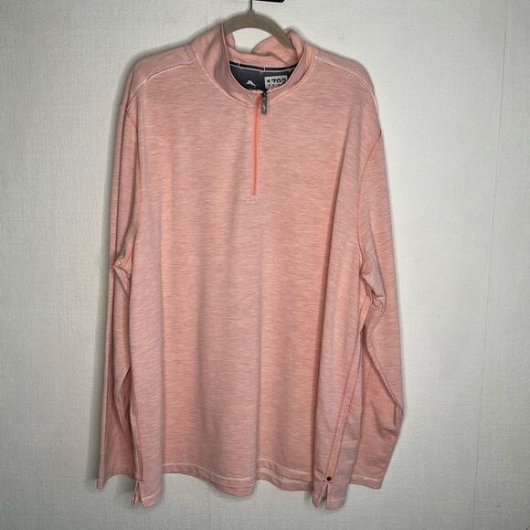 TOMMY BAHAMA Shirt Mens Coasta Vera Half-Zip Long Sleeve Ember Red Pink 3XL - Picture 8 of 12